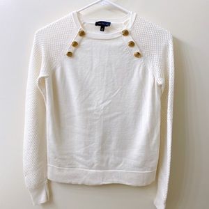 The Limited: White/Cream Sweater w Gold Buttons
